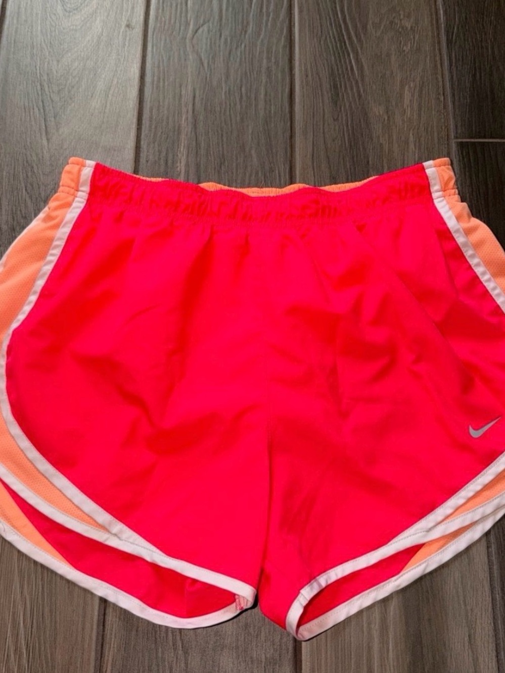 Nike Women’s Neon Pink Athletic Shorts with Peach Accents